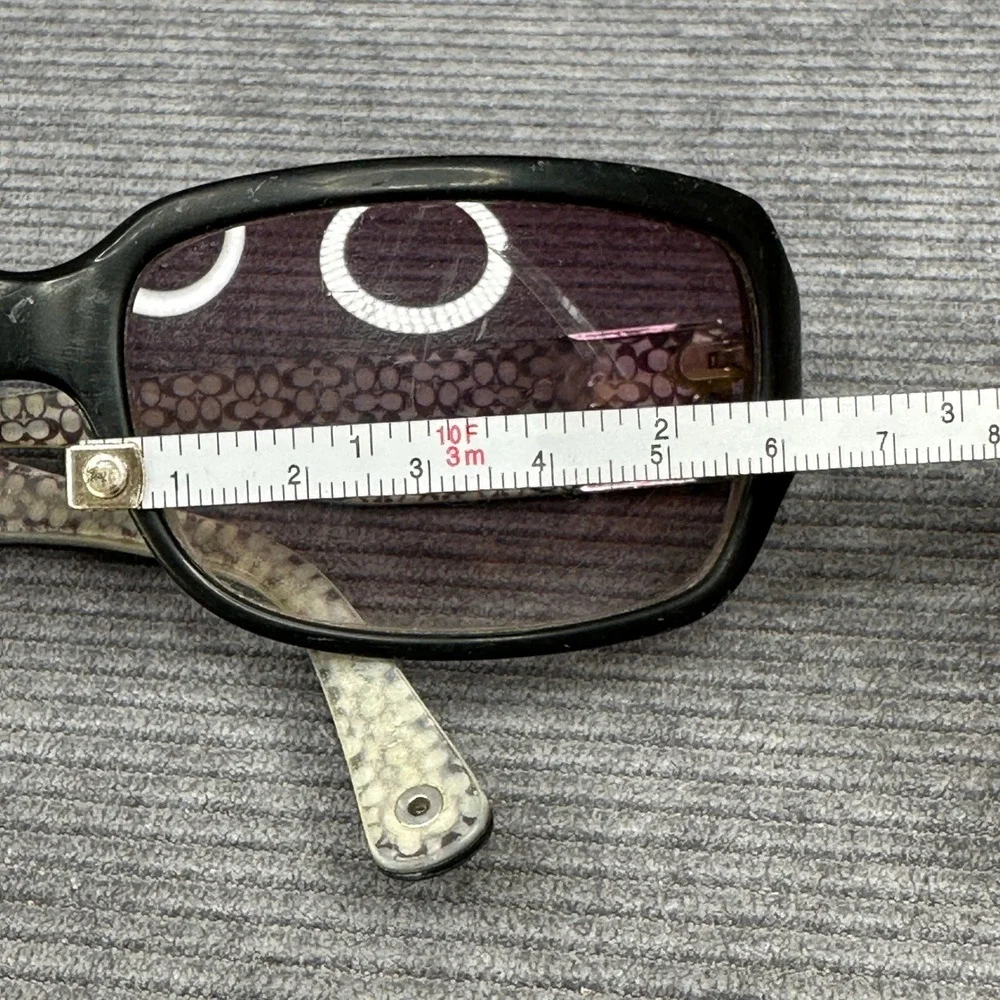 Coach Y2K Sunglasses Black Rectangular Frame Gradient Purple Lens Monogram Logo